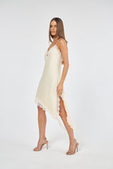 SK Off-white Short Asymmetric Dress