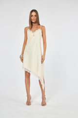 SK Off-white Short Asymmetric Dress