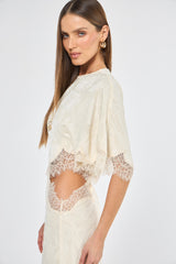 SK Off-white Asymmetric Dress With Lace