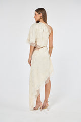 SK Off-white Asymmetric Dress With Lace