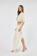 SK Off-white Asymmetric Dress With Lace