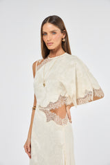 SK Off-white Asymmetric Dress With Lace