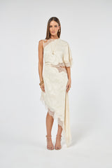 SK Off-white Asymmetric Dress With Lace