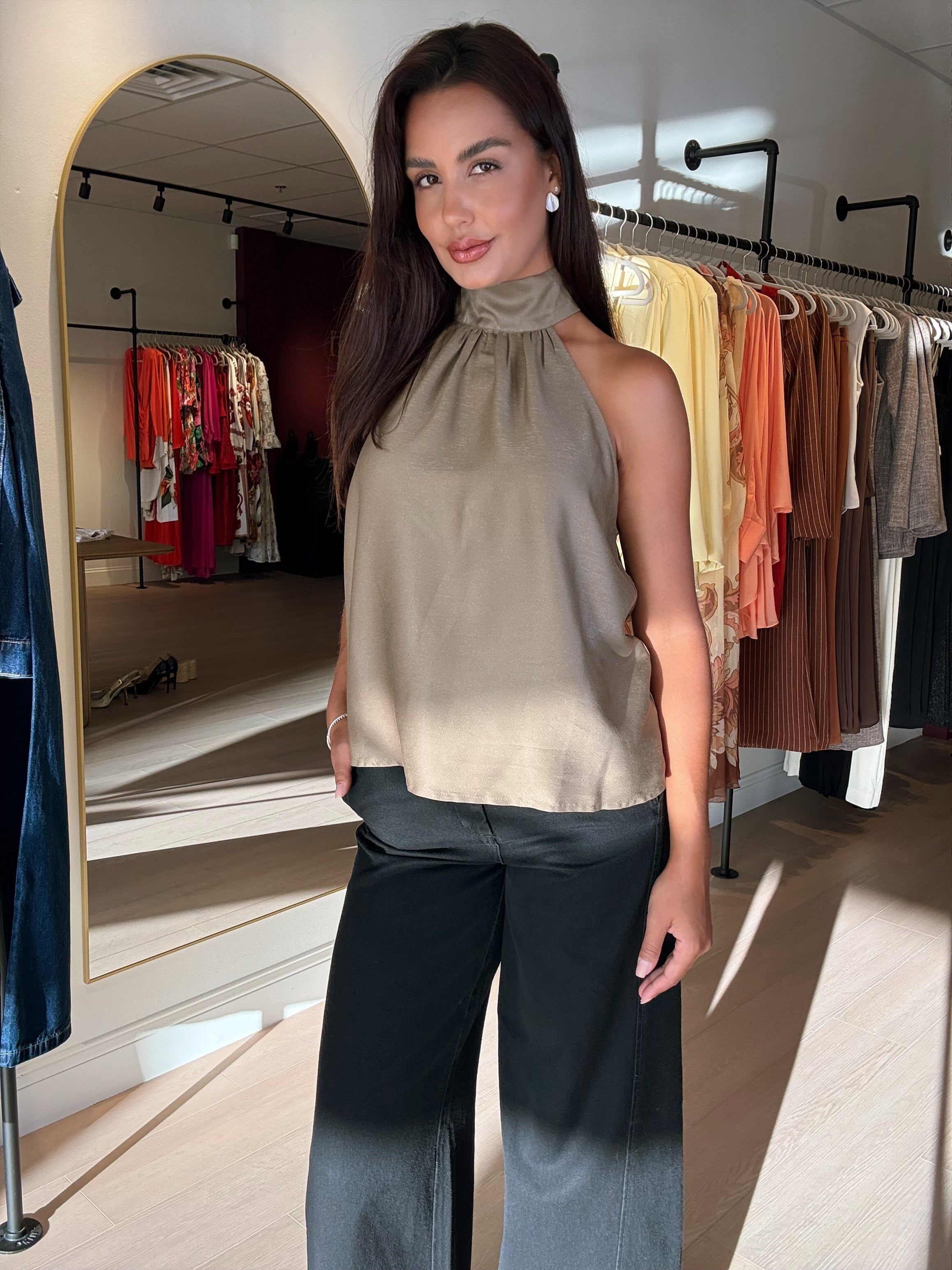 Collab Forum + TD Beige Mist Blouse