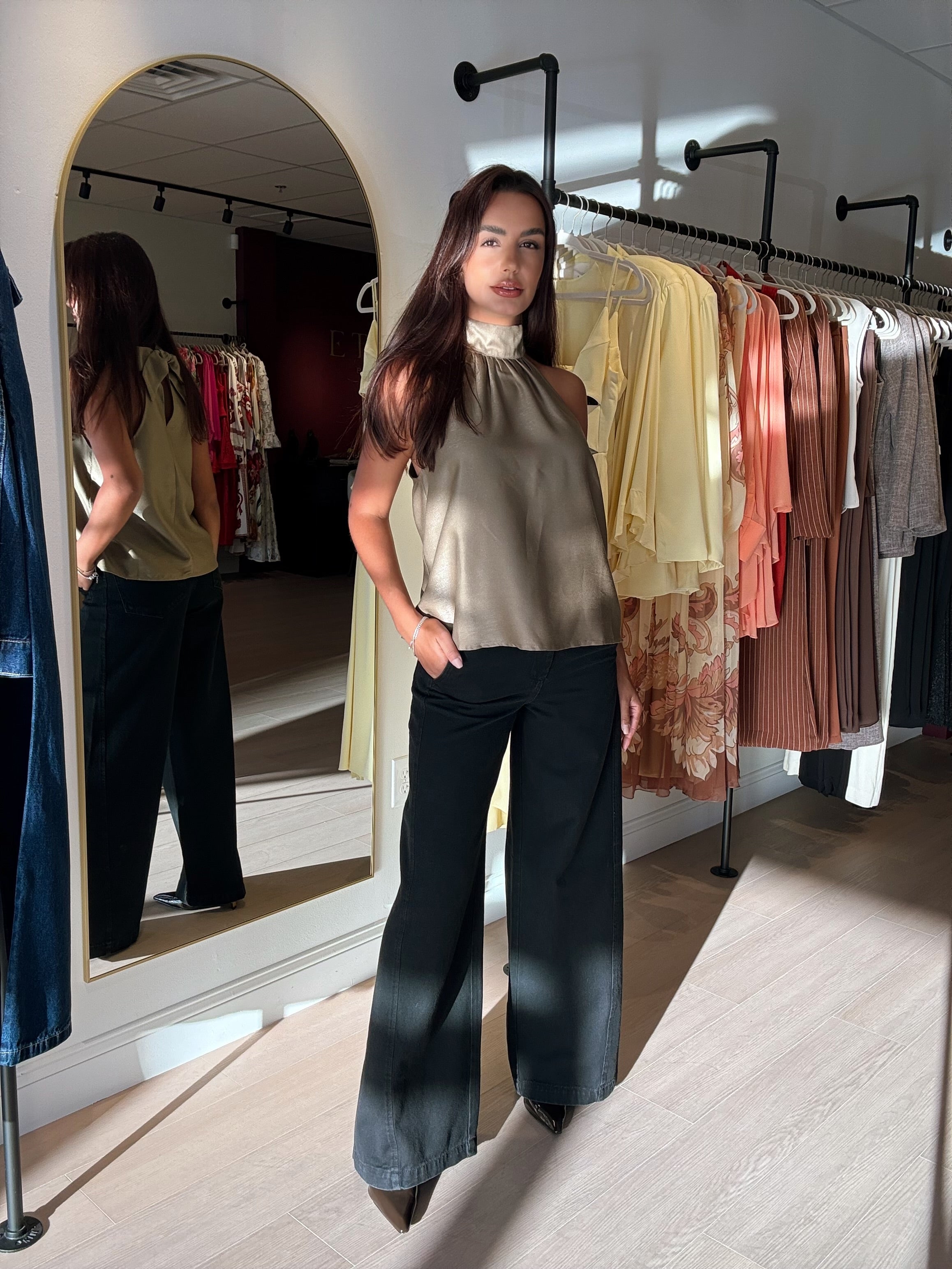 Collab Forum + TD Beige Mist Blouse