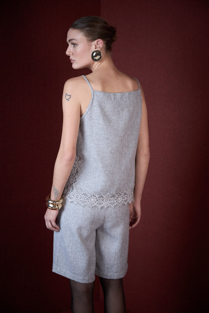 SK Grey Blouse and Shorts Set