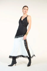 SK White Dress With Black Lace