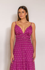 FC Fuchsia Polka Dot Maxi Dress