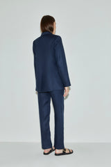 MN Linen Pants Laura in Navy Blue