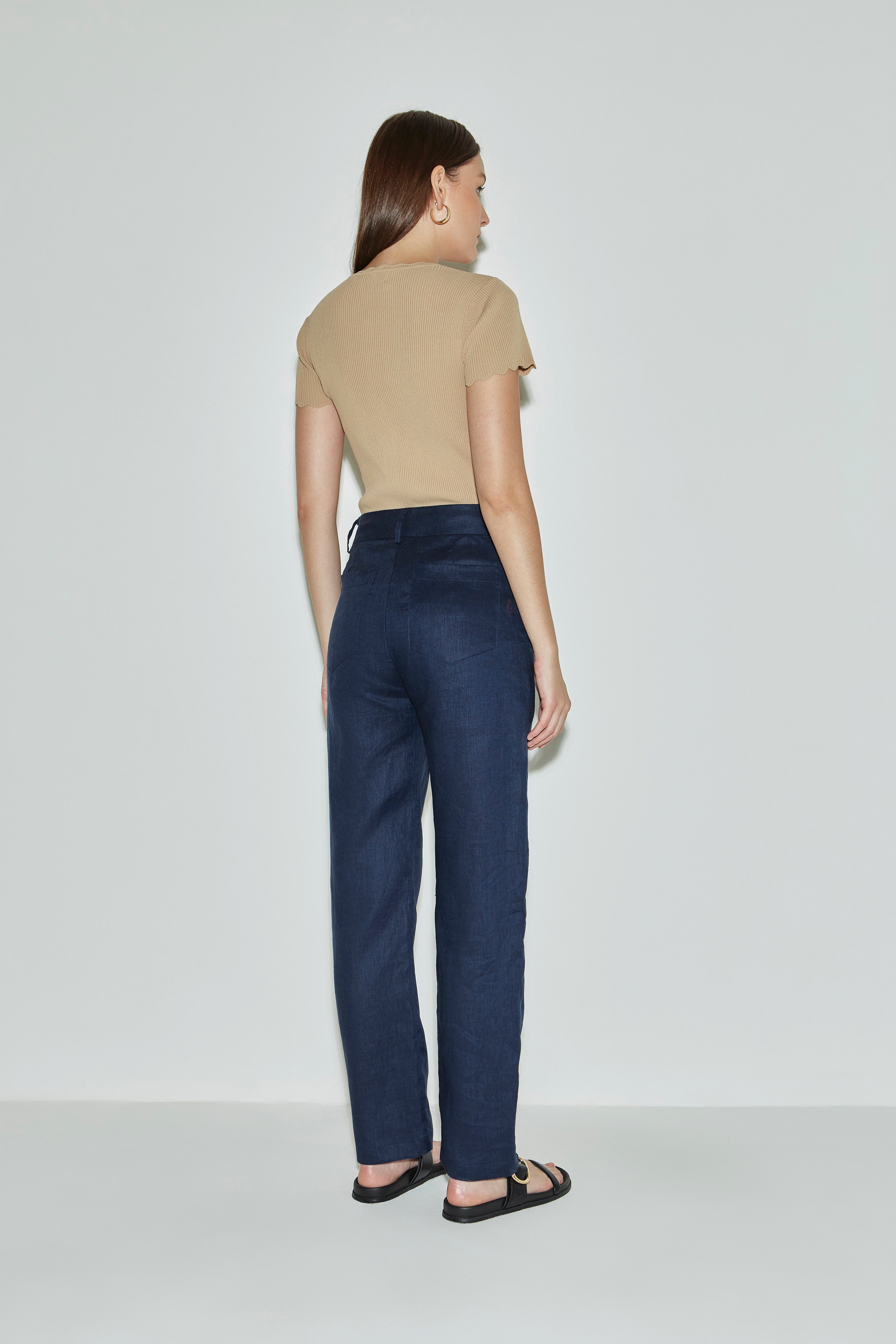 MN Linen Pants Laura in Navy Blue