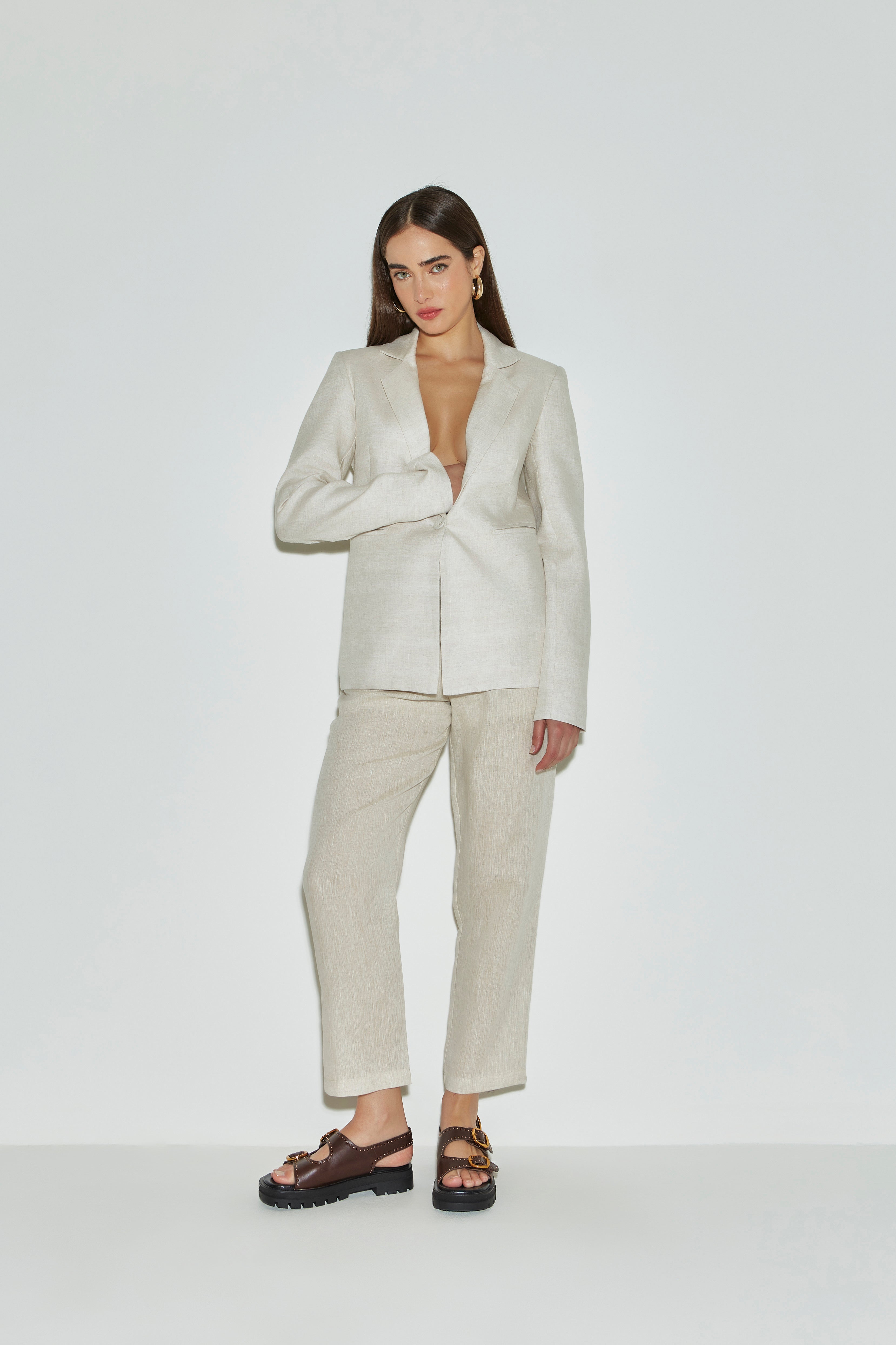 MN Linen Blazer Agatha in Off-White