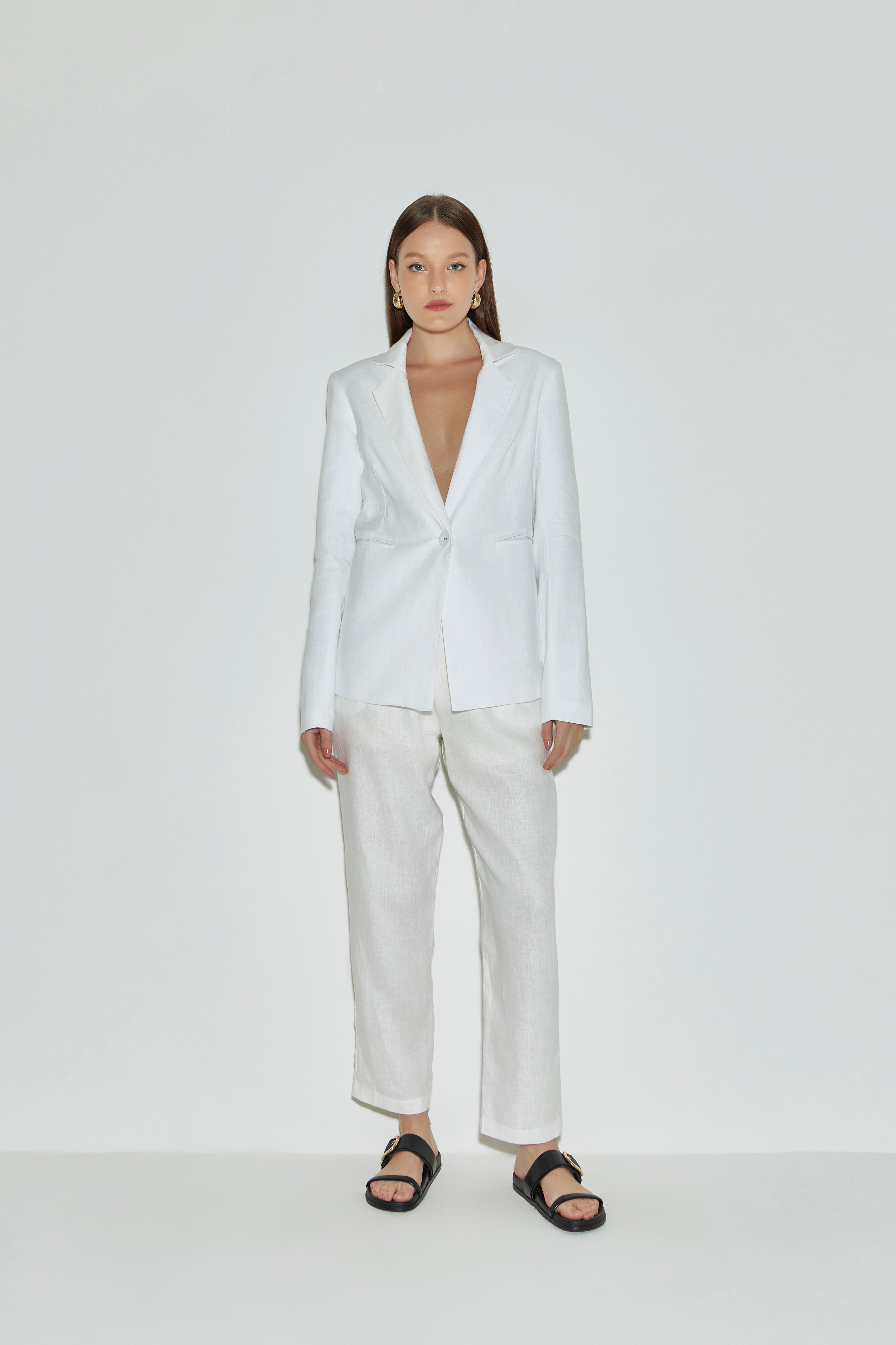MN Linen Blazer Agatha in White