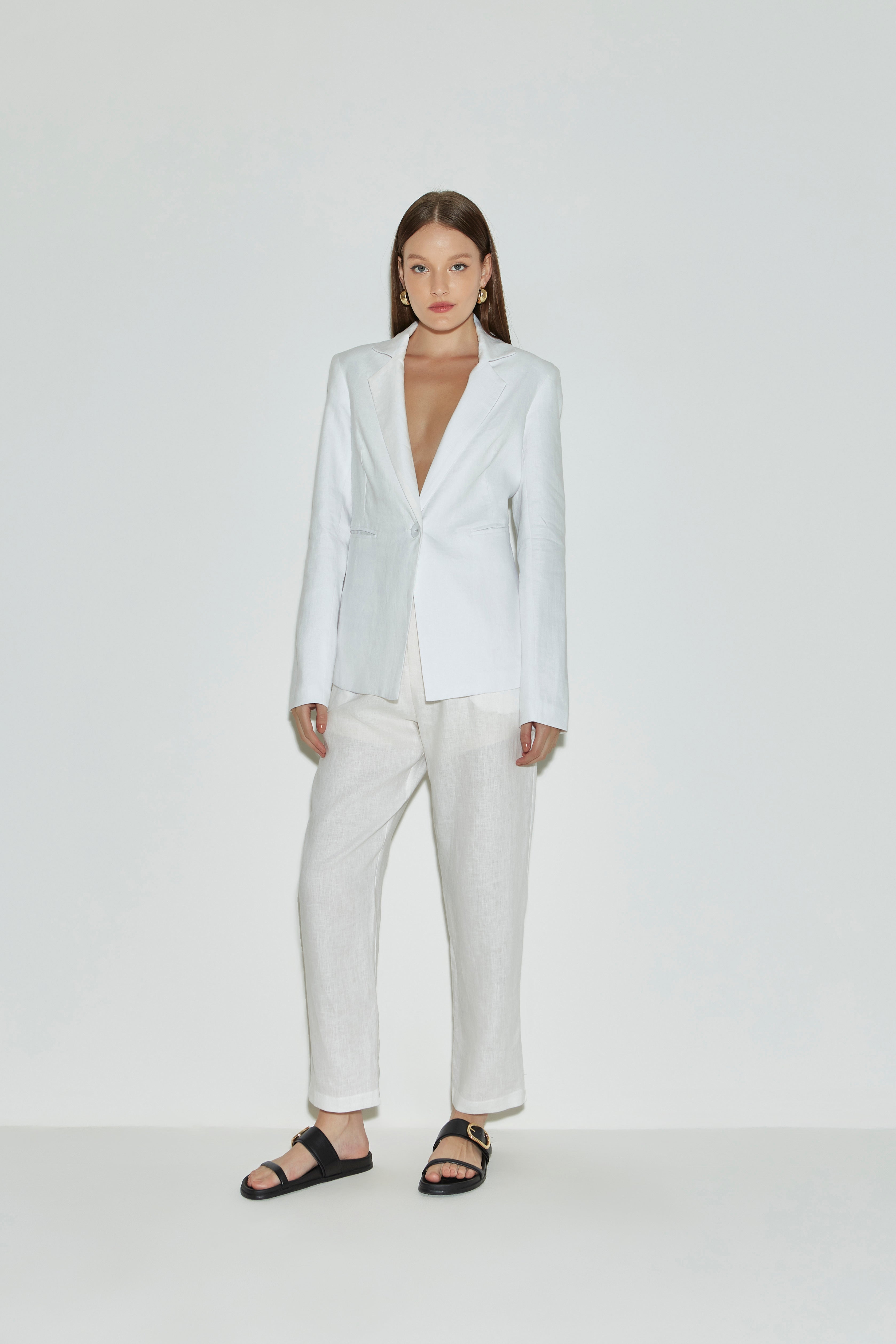 MN Linen Blazer Agatha in White