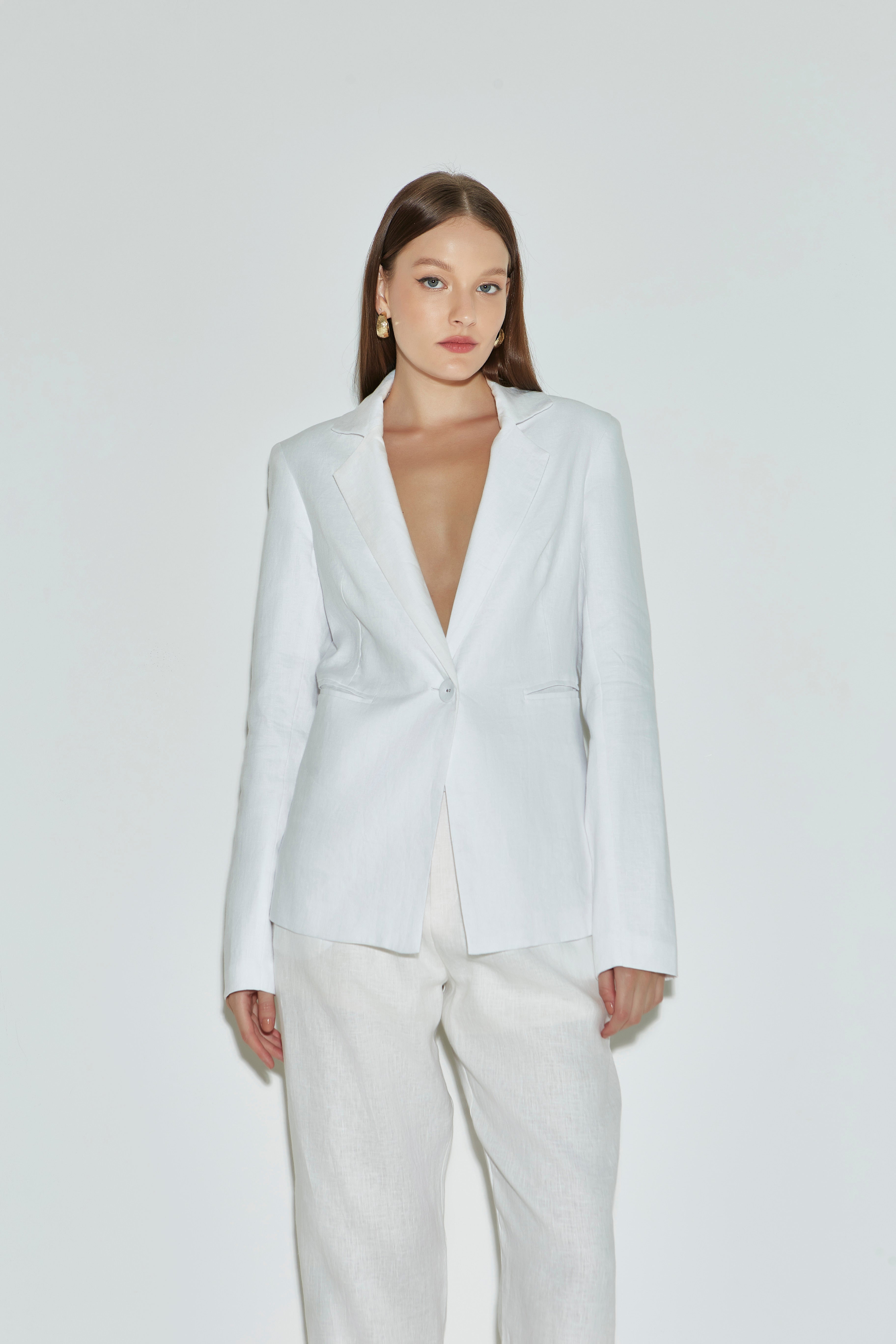 MN Linen Blazer Agatha in White