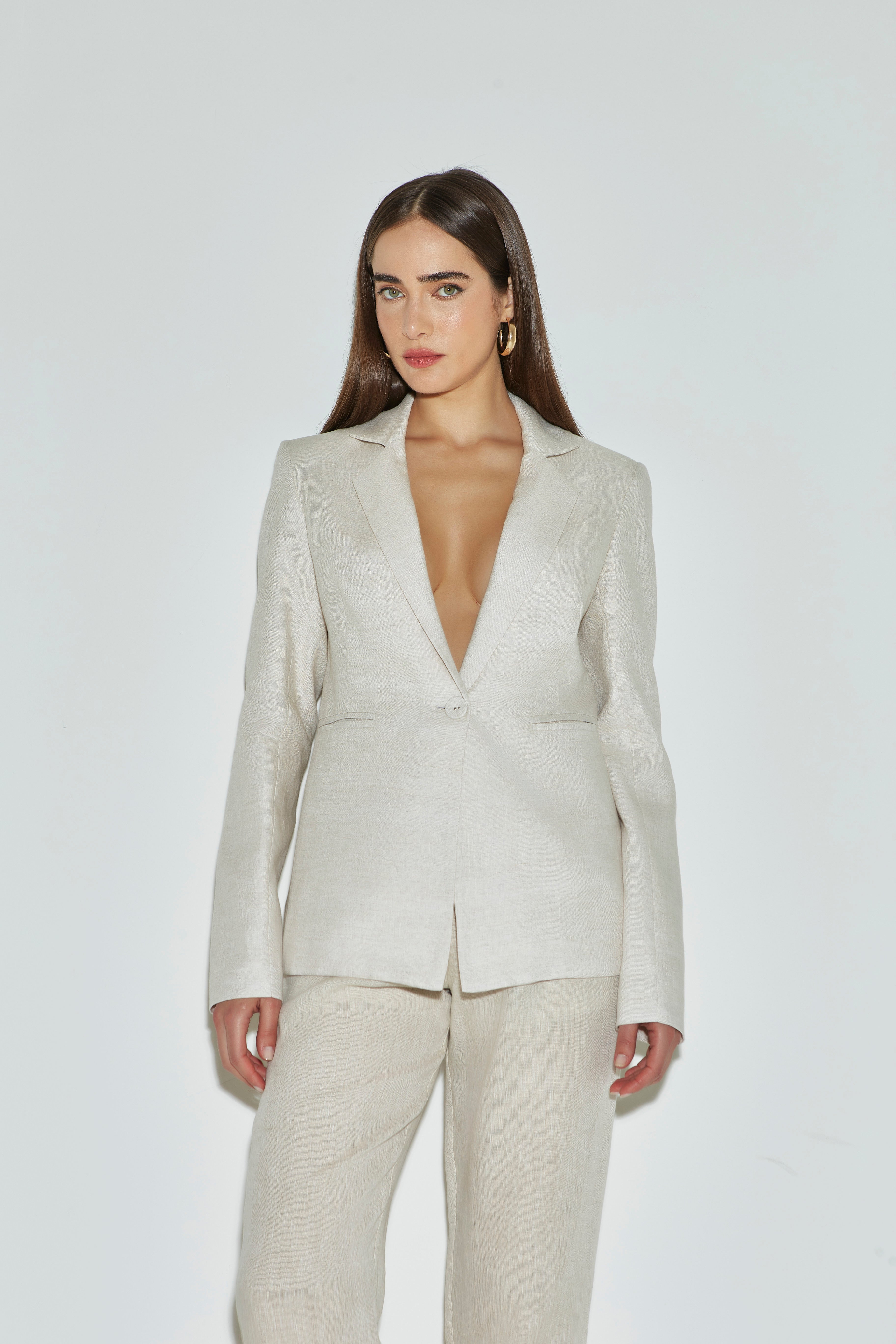 MN Linen Blazer Agatha in Off-White