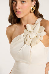 SK Beige Midi Dress With Flower Application