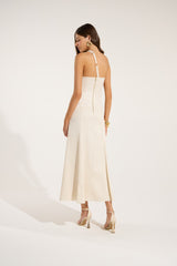 SK Beige Midi Dress With Flower Application