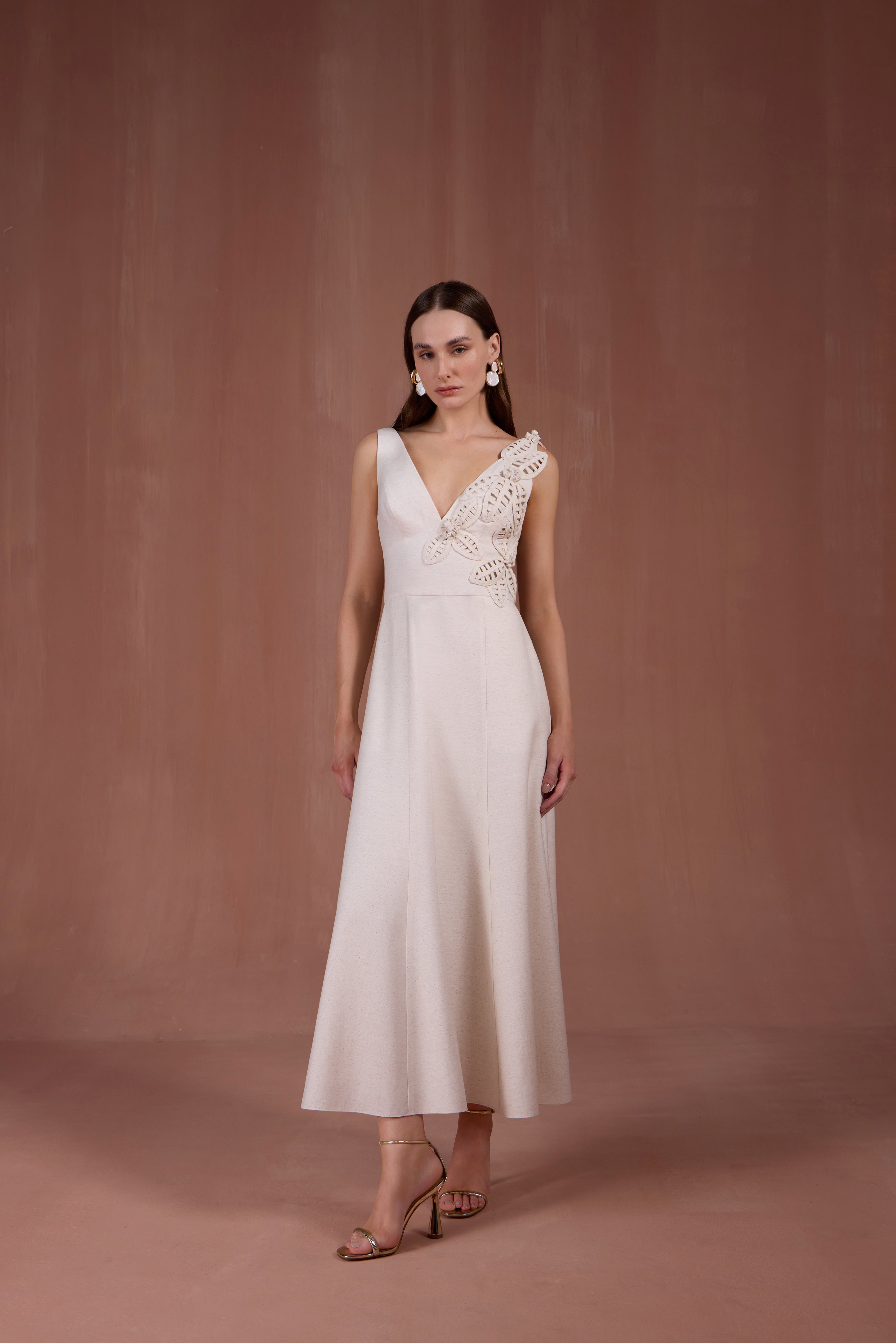 SK Midi Off- White Dress