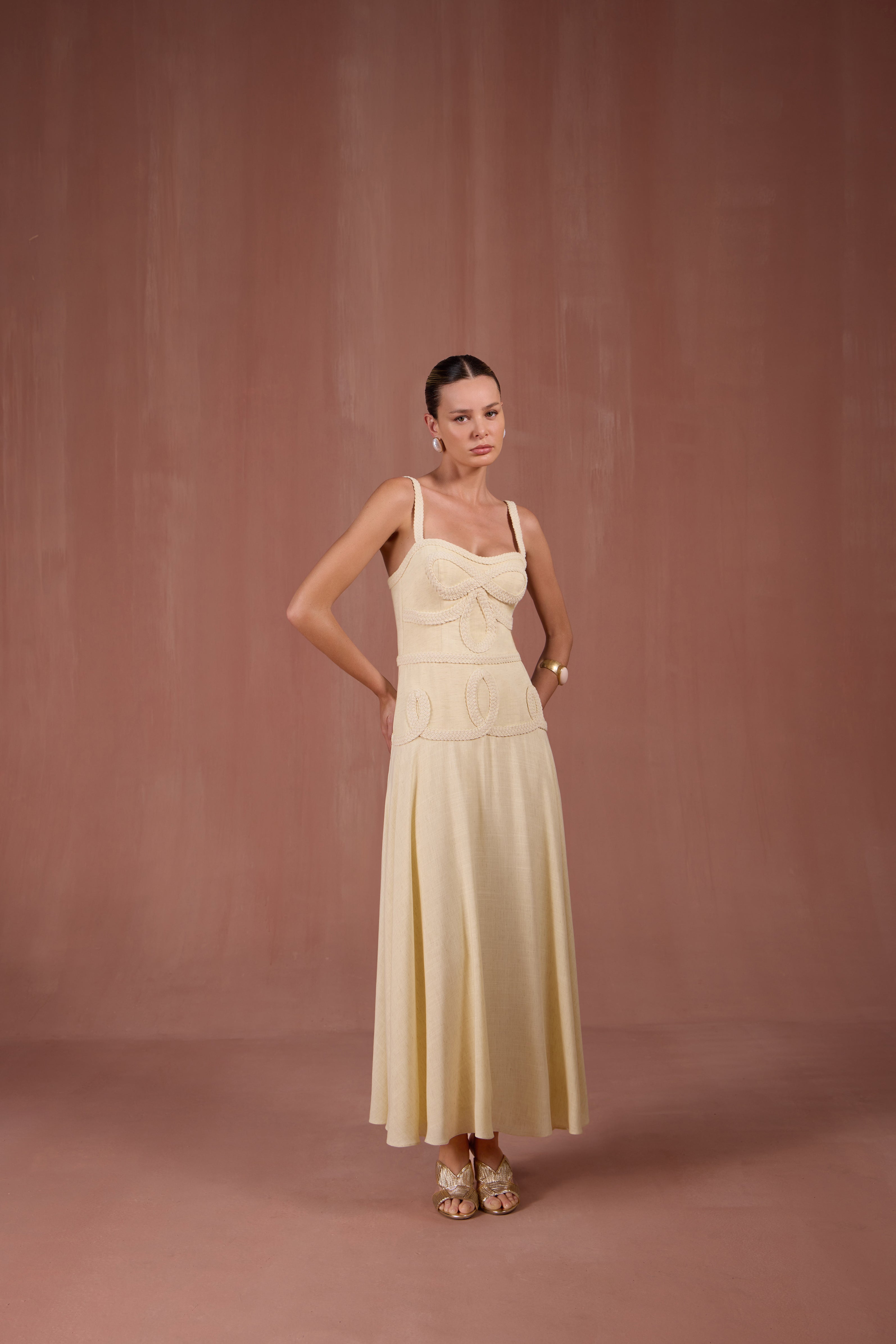 Vestido Midi Amarelo Claro SK