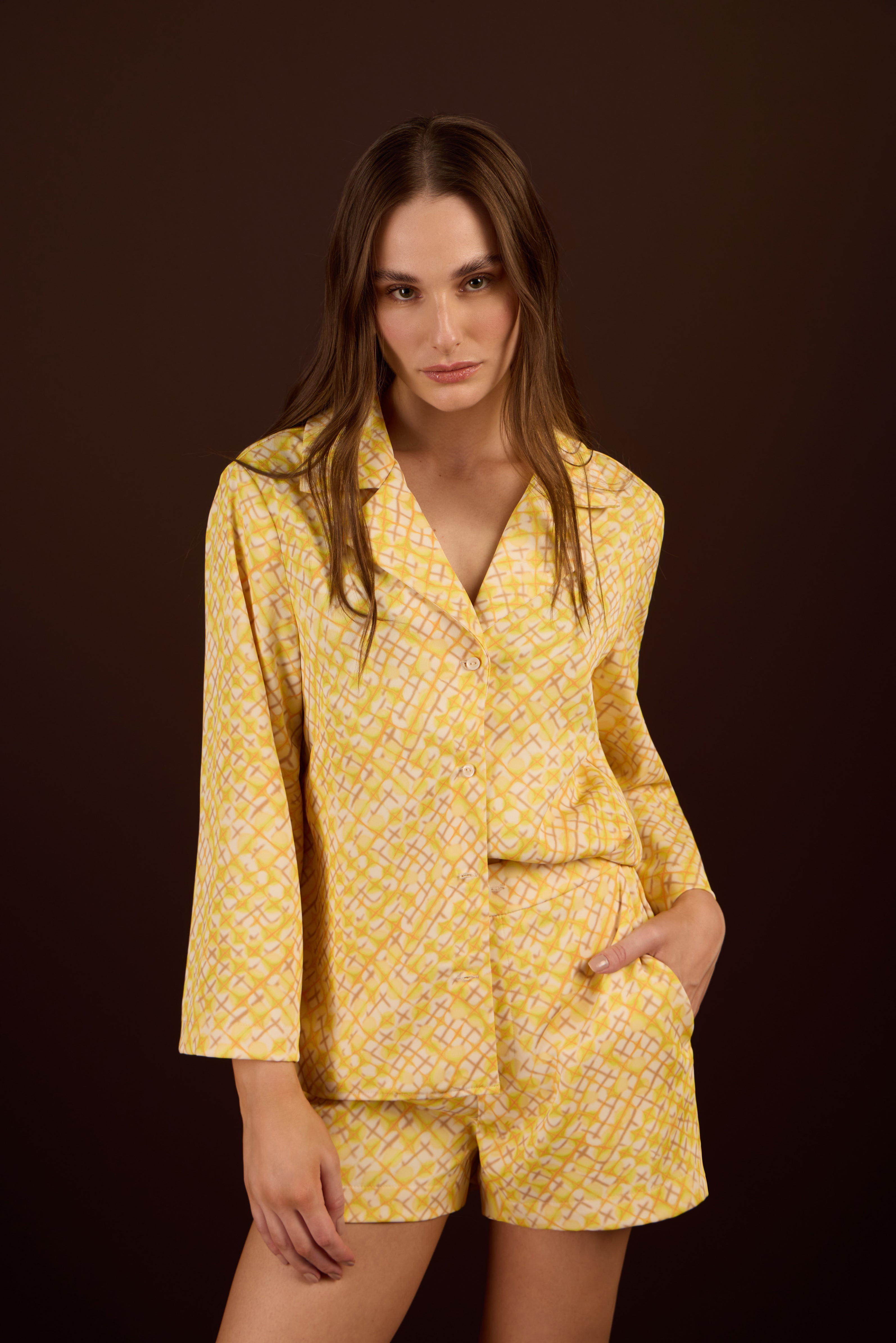 SK Yellow Shorts & Blazer Set