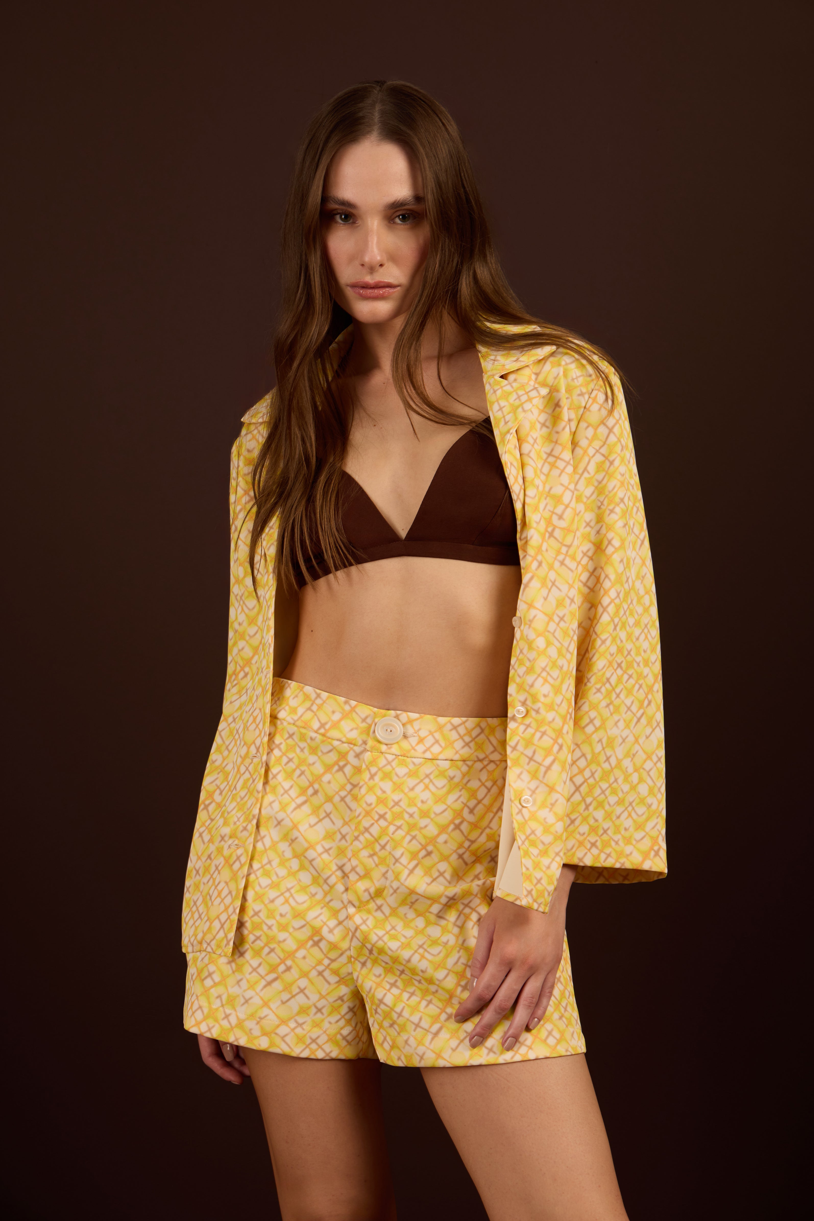 SK Yellow Shorts & Blazer Set