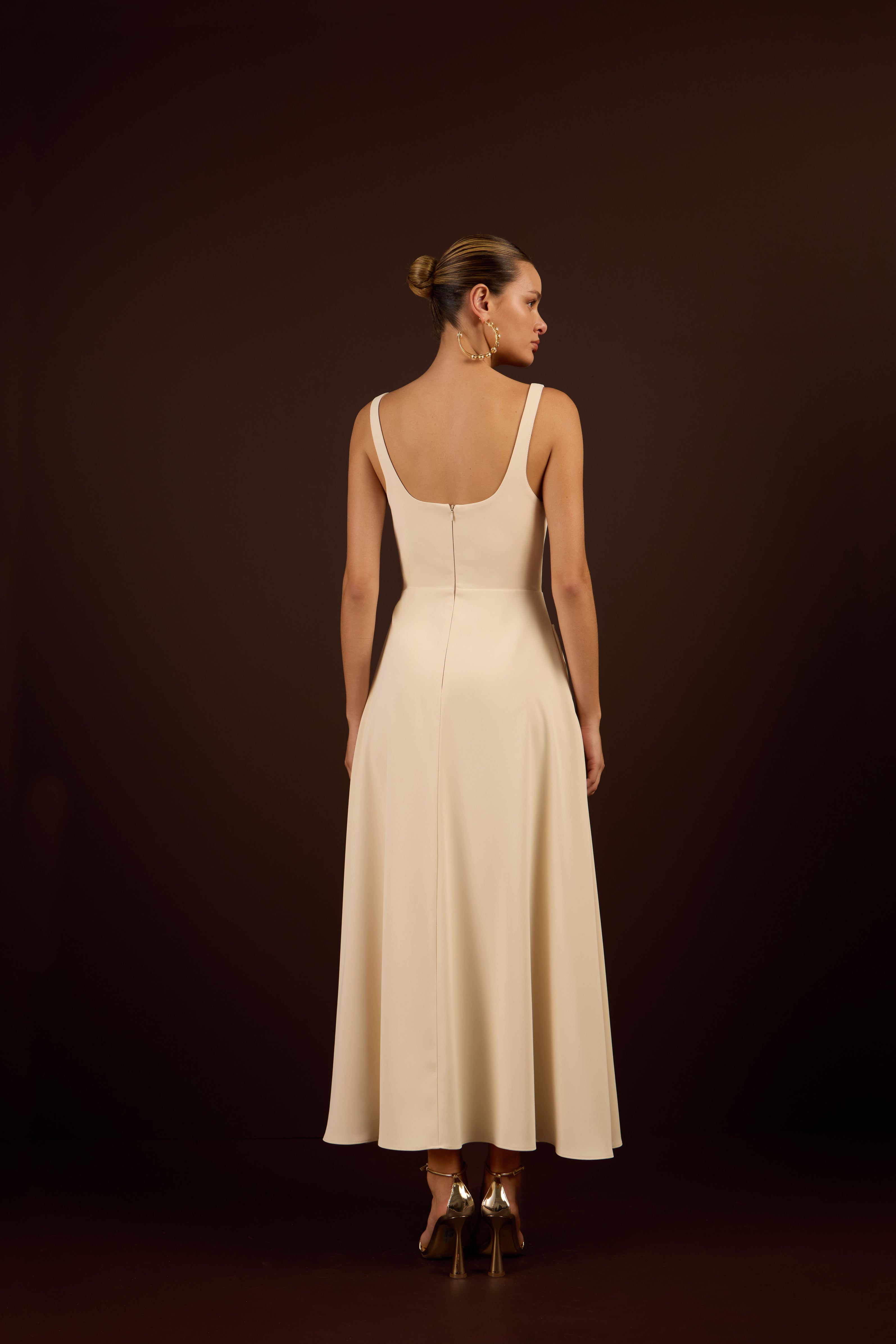 SK Light Beige Midi Dress