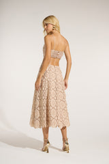 SK Beige Midi Dress With Waist Cut Out