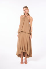 SK Beige Midi Balloon Dress