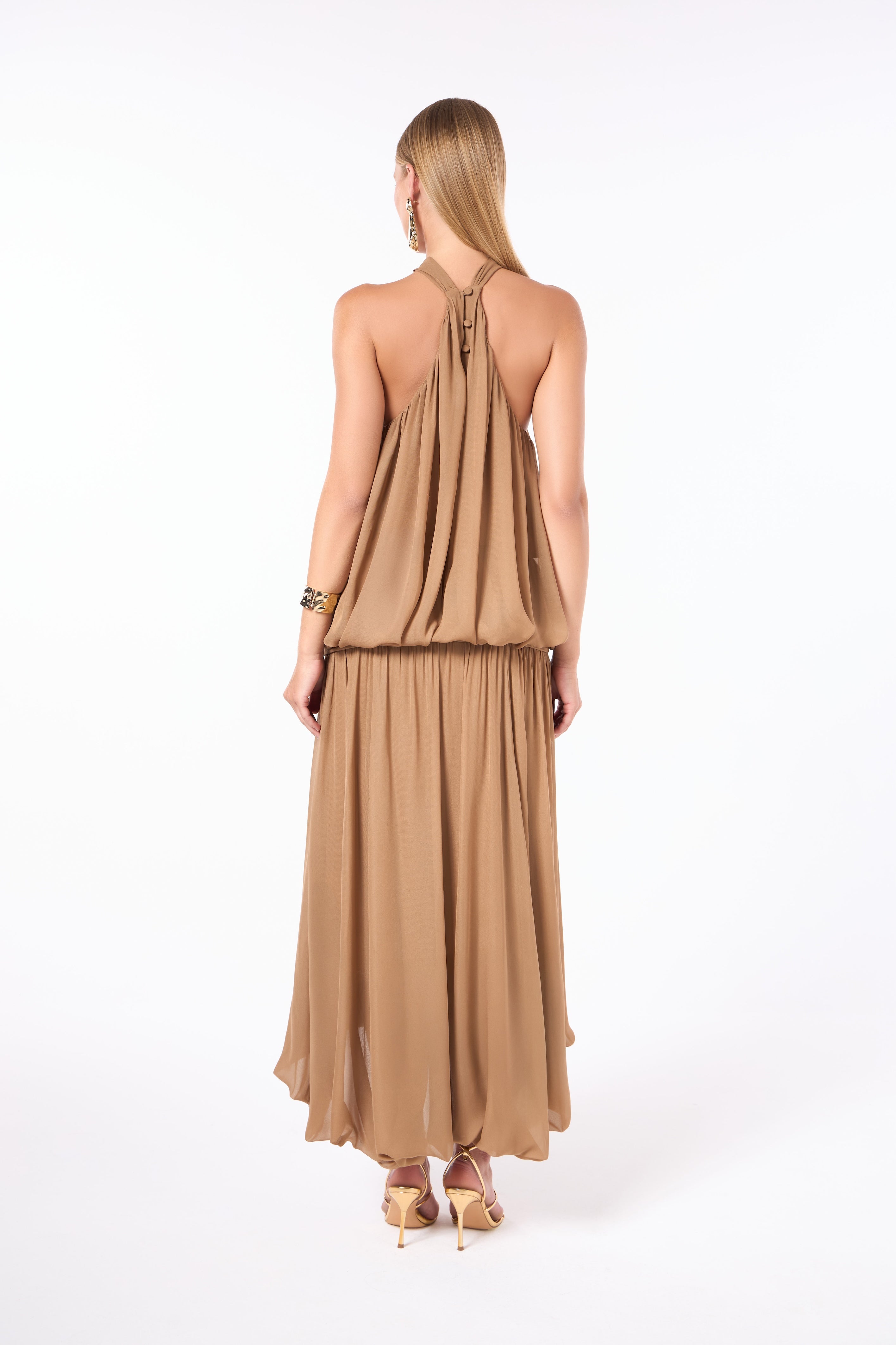 SK Beige Midi Balloon Dress
