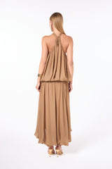 SK Beige Midi Balloon Dress