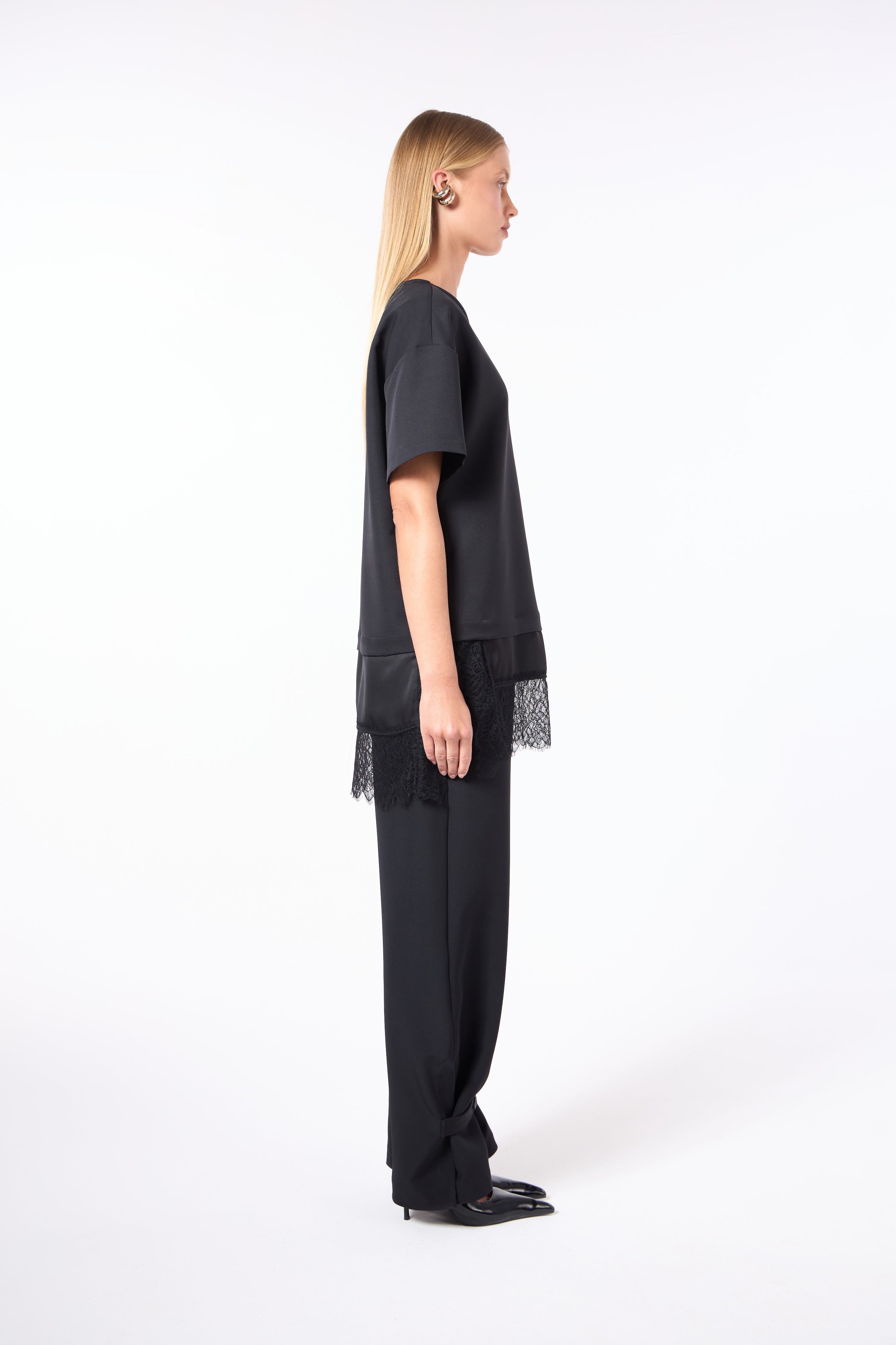 SK Black Blouse With Lace