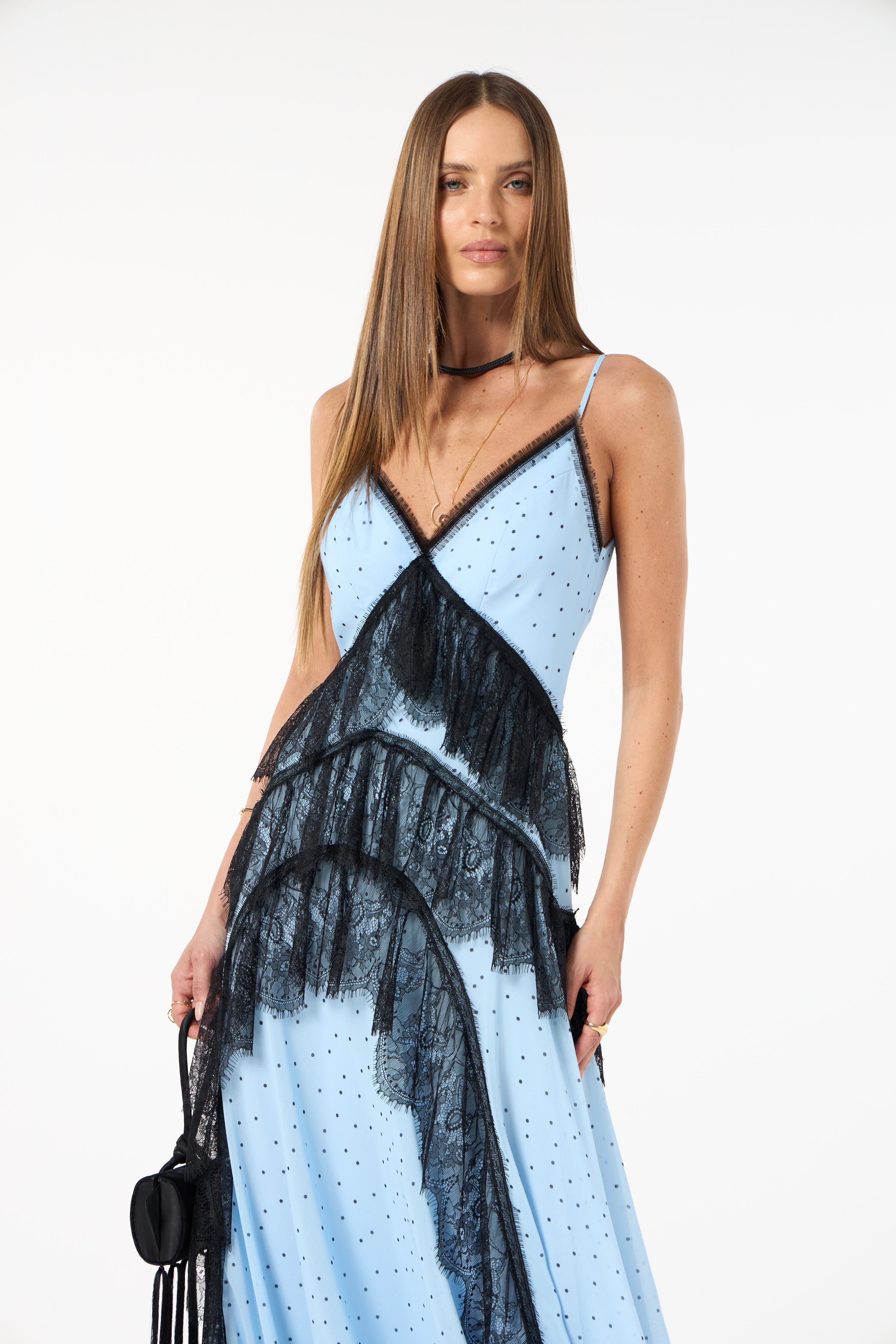SK Blue Polka Dot Long Dress