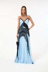 SK Blue Polka Dot Long Dress