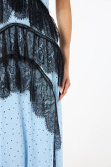 SK Blue Polka Dot Long Dress