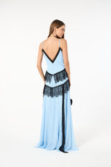 SK Blue Polka Dot Long Dress