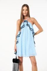 SK Blue Polka Dot Short Dress