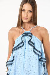 SK Blue Polka Dot Short Dress