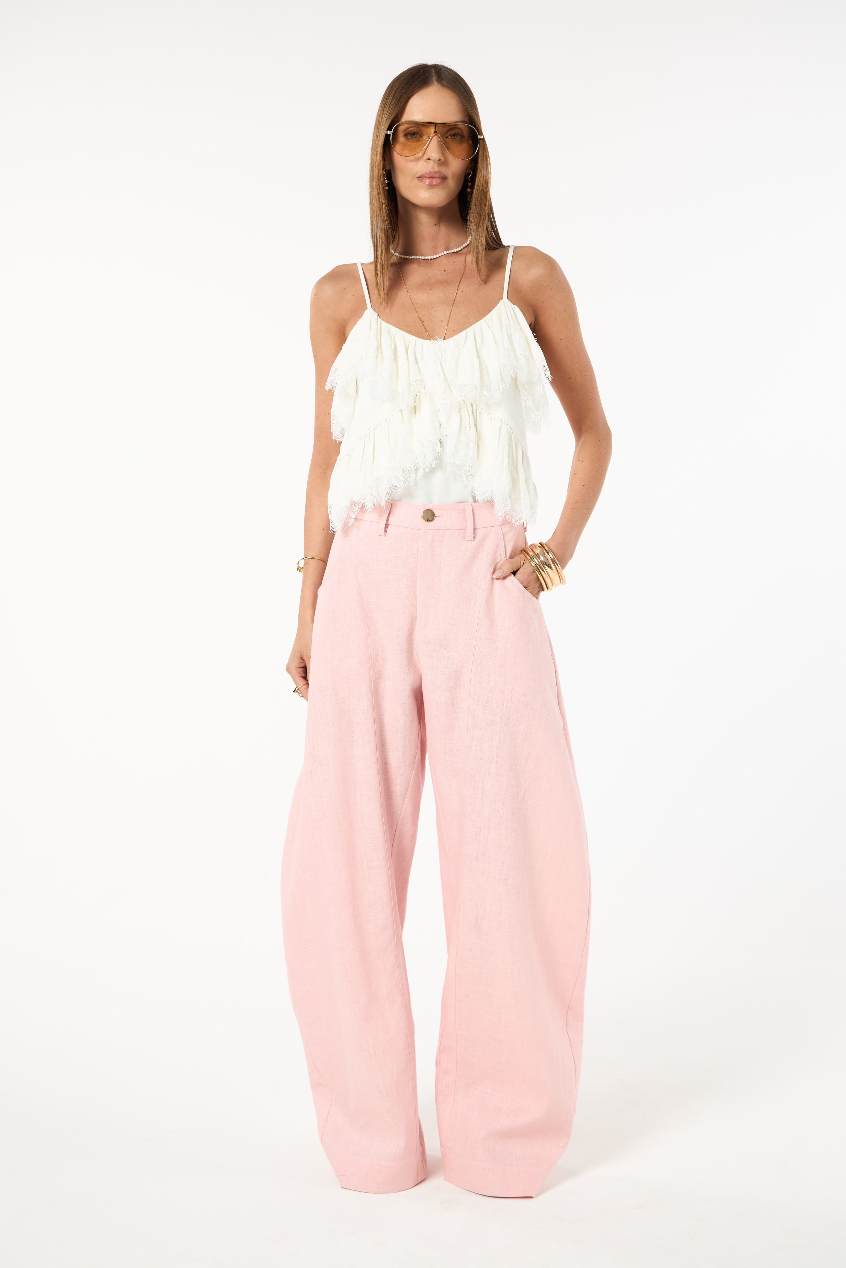 SK White Ruffled Blouse
