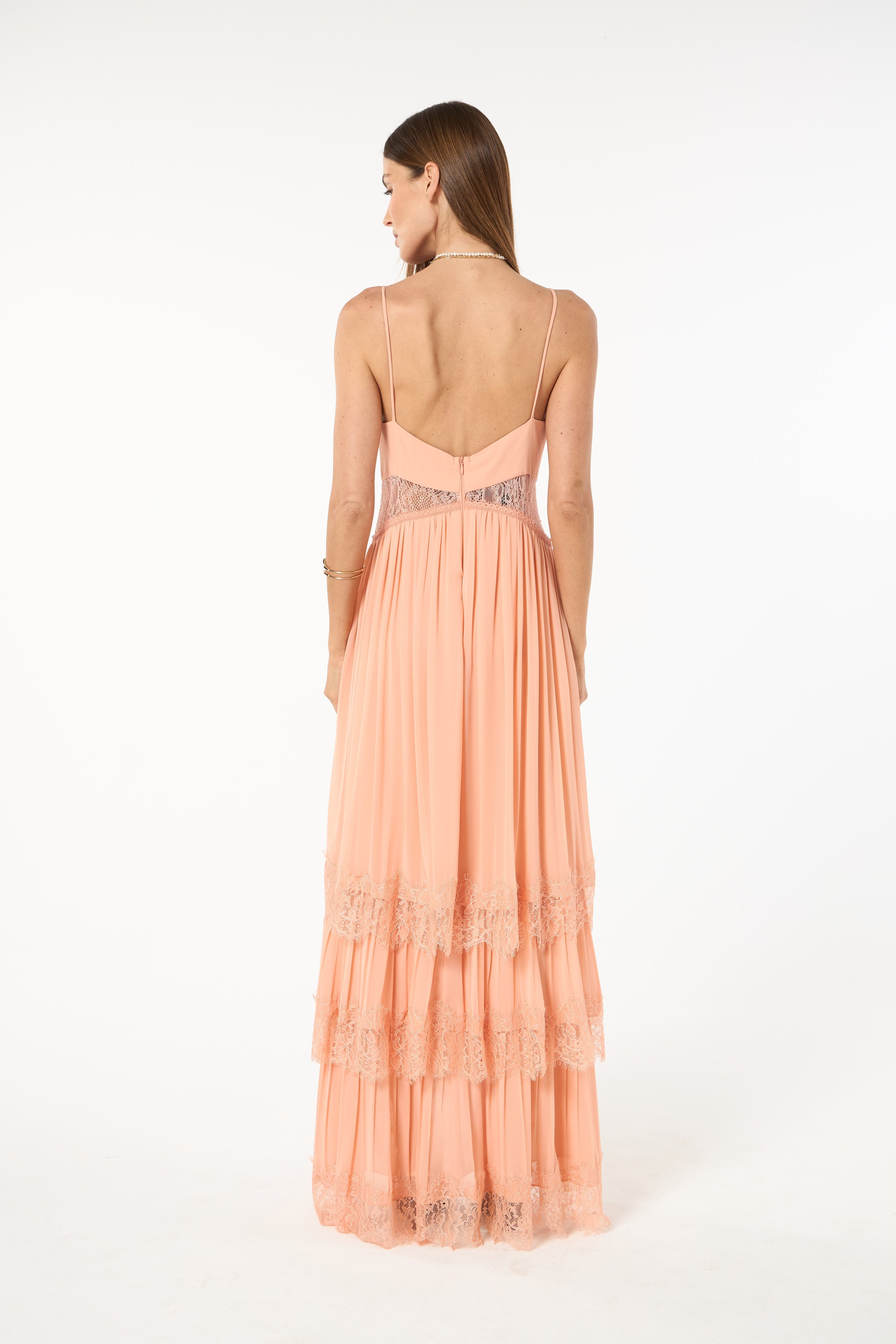 SK Pink Ruffled Long Dress