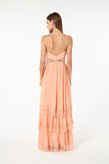 SK Pink Ruffled Long Dress