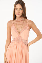 SK Pink Ruffled Long Dress