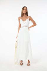 SK White Midi Dress With Lace