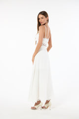 SK White Midi Dress With Lace