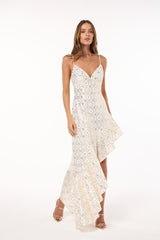 SK White Sequin Asymetric Dress