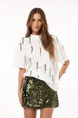 SK White Beaded Blouse
