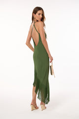 SK Green Fringe Dress