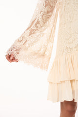 SK Off-White Ruffled Short Dress