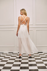 SK White Midi Chiffon Dress