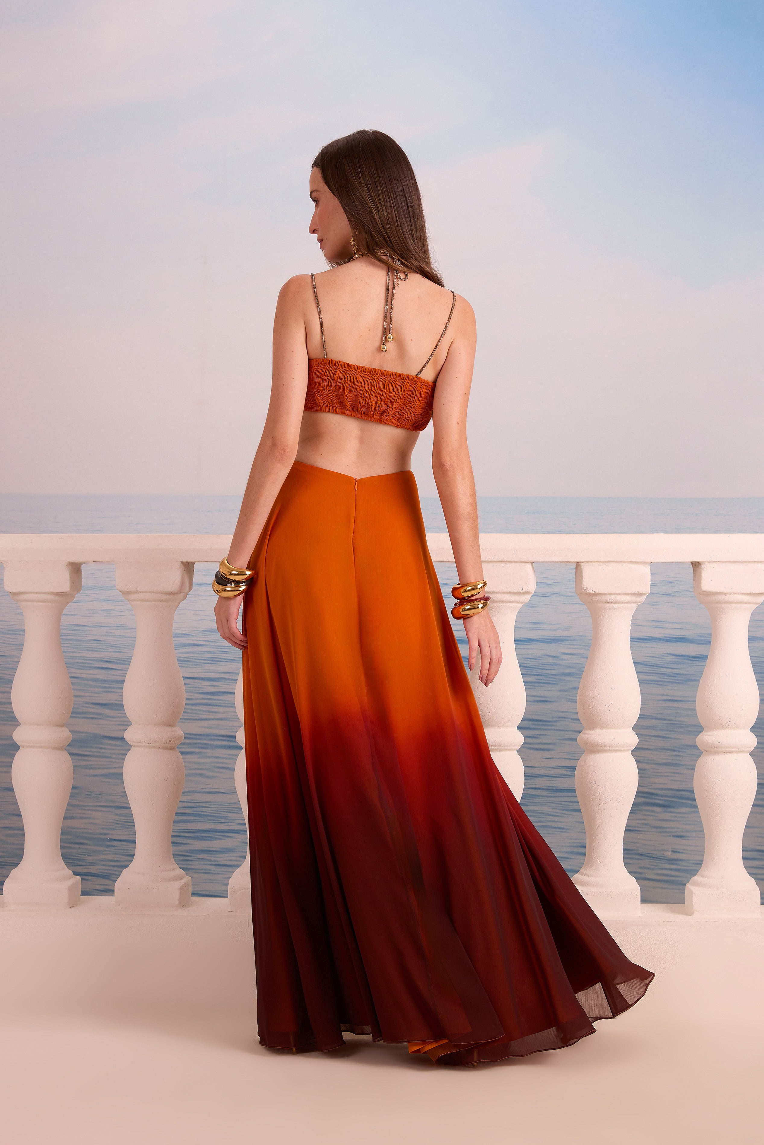 SK Orange Long Dress