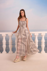 SK B&W Geomatric Midi Dress